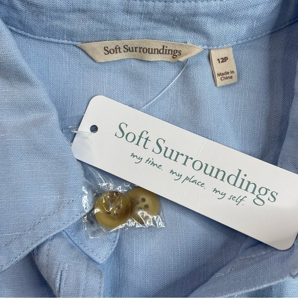 Soft Surroundings Kerry Jumpsuit. Light Chambray Linen Blend Cottagecore Sz 12P - Picture 3 of 13